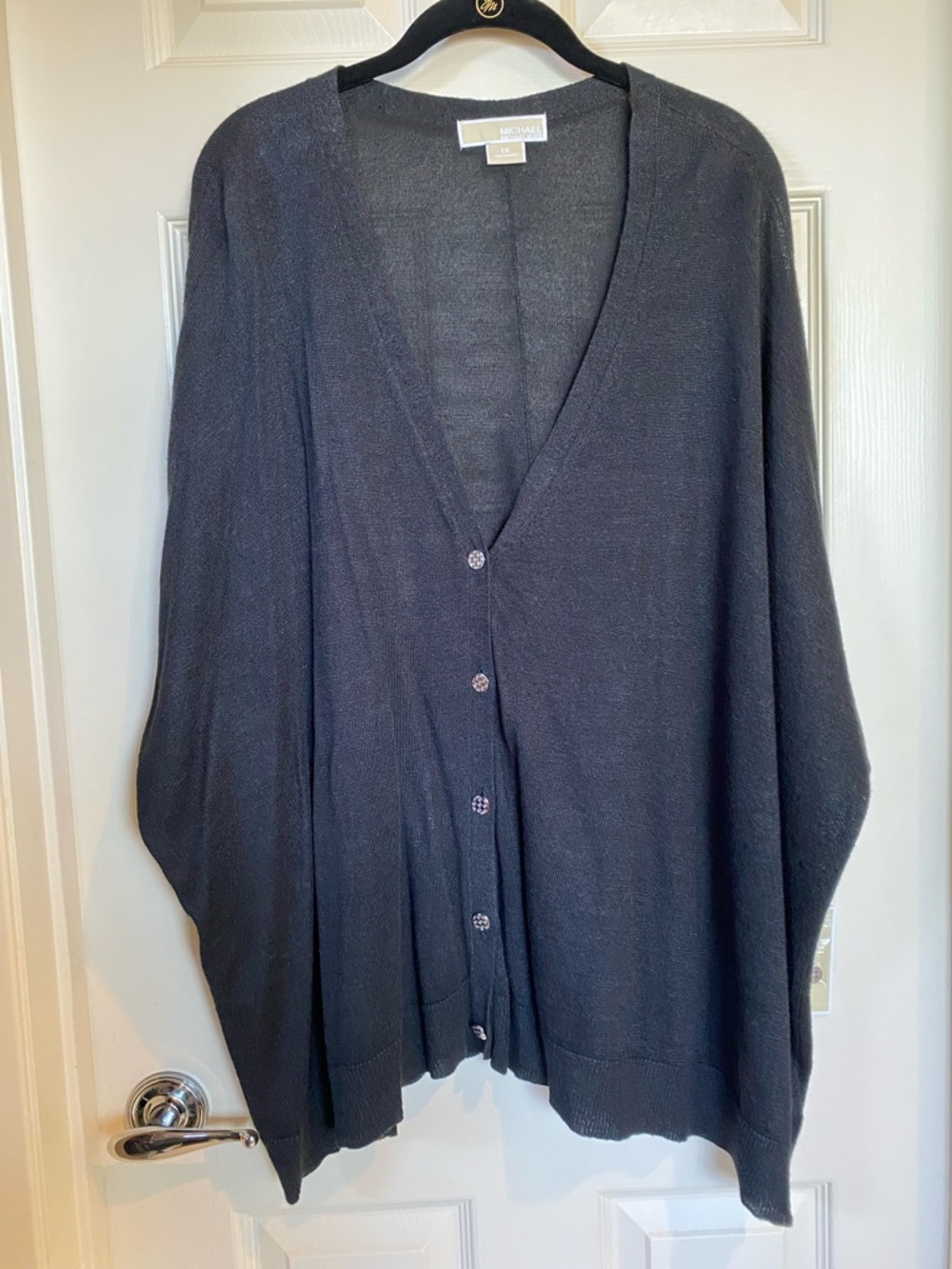 MICHAEL Michael Kors Dark Black V-Neck Button Cardigan